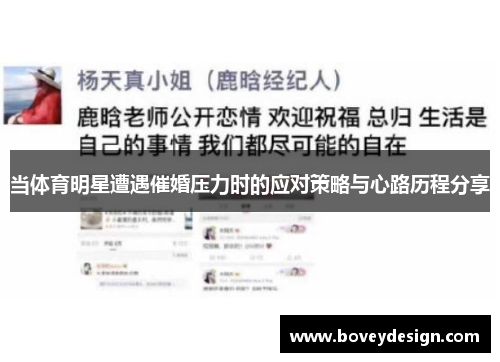 当体育明星遭遇催婚压力时的应对策略与心路历程分享